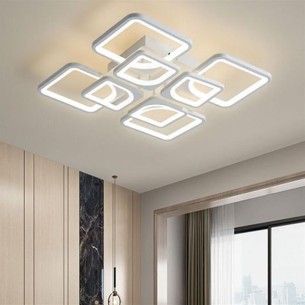 Nouveau lustre led moderne lumières pour salon salle à manger cuisine chambre maison blanc Rectangle suspendu plafonnier Lighting205F
