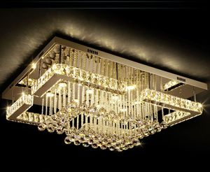 Nouveau Moderne De Luxe Pandant Lumières Rectangulaire LED K9 Lustres En Cristal Plafond Monté Fixutres Foyer Lampes Lumières Pour Salon MYY