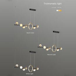 Nouveau lustre à LED de style simple moderne pour salle à manger de cuisine Bar chambre de chambre salon plafonnier lampe à balle en or