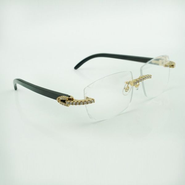 Nouveau Moissanite diamant luxe mode buffs lunettes 3524015 naturel noir buffle clair lunettes sculptées lentilles livraison gratuite
