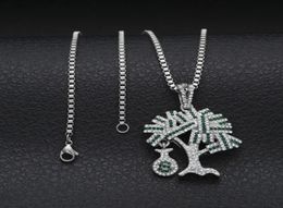 Nouvel argent usd arbre arbre hip hop arbre arbre complet cz iced out collier pendant avec collier de chaîne de boîte Cuba de 24 pouces pour hommes femmes gi7868636