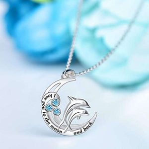 Collier pendentif de la lettre de la nouvelle lune, collier bleu polyvalent pour les femmes