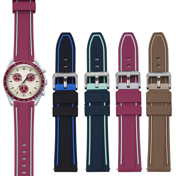 Bandas de reloj de luna nueva con correa de reloj de goma pareja de 20 mm Constellation Wating Wating Watch Band para hombres y mujeres