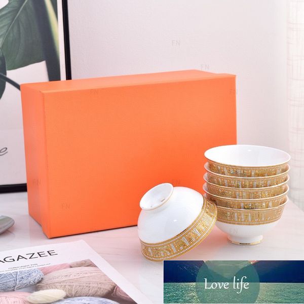 Nouvelle série de mosaïques Bone Chine six bols Boîte-cadeau emballage Rice Bowl Small Bowls Home Gift Wholesale