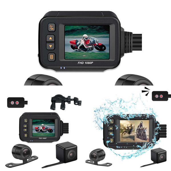 Nueva cámara de motocicleta lente dual dvr videos grabador de video visión nocturna de visión nocturna