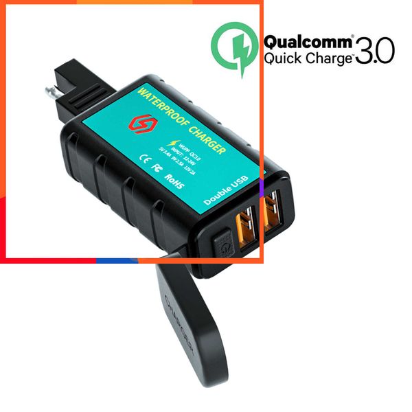 Nuevo cargador USB dual para motocicleta, adaptador SAE a USB con interruptor de encendido/apagado compatible con QC3.0 PPS DCP FCP SCP AFC MTK PE adecuado para iPhone Samsung
