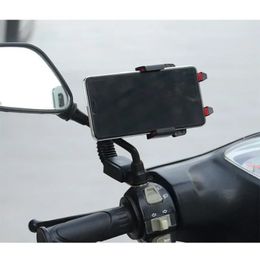 Nuevo soporte de teléfono móvil de automóvil eléctrico de motocicleta Anti-vibration Anti-Vibration Review Mirror Rotatable Bloqueo de bloqueo automático: soporte móvil antivibration