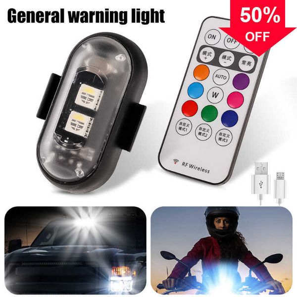 Nouvelle moto LED voyant d'avertissement 7 voyants de sécurité colorés avertissement stroboscopique Drone lampe télécommande feux diurnes