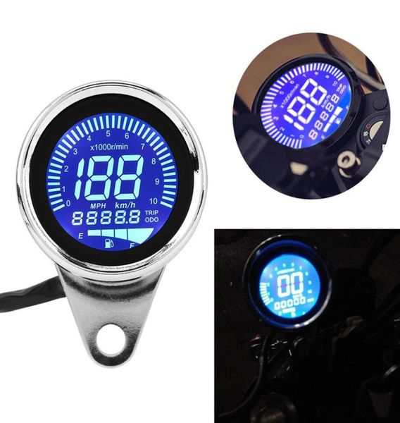 Nouvelle moto rétro multifonctionnel numérique LED LCD odomètre compteur de vitesse tachymètre jauge de carburant café Racer pour Scooter Offroad5441245