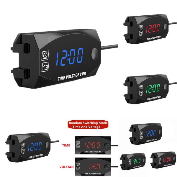 Nouveau Motorycycle 2 en 1 Time multifonction DC 6V-30V Voltmètre Clock IP67 IP67 Affichage numérique Panneau LED pour voiture