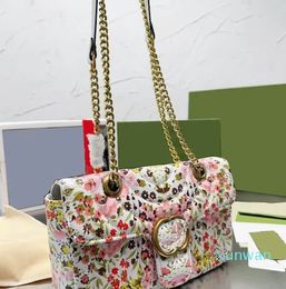 Nieuwe MS Designer Flower Bag Print Schoudertassen Design voor vrouwen Crossbody Cowhide Leather Texture Bag Luxe G Letther Handtas Creditcard