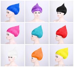 Nieuwe multi -kleuren kinderen cosplay Halloween Party Supplies Tanime Magic Wizard Pruiken Trollen Wig Hoge kwaliteit 15 5XY AAKK4822477