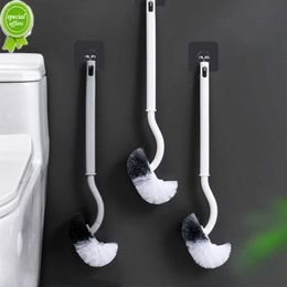 Nieuwe multifunctionele kop Plastic toiletborstel Gebogen badkamerreinigingsscrubber Buigen Dikker handvat Hoekborstel PP-houder