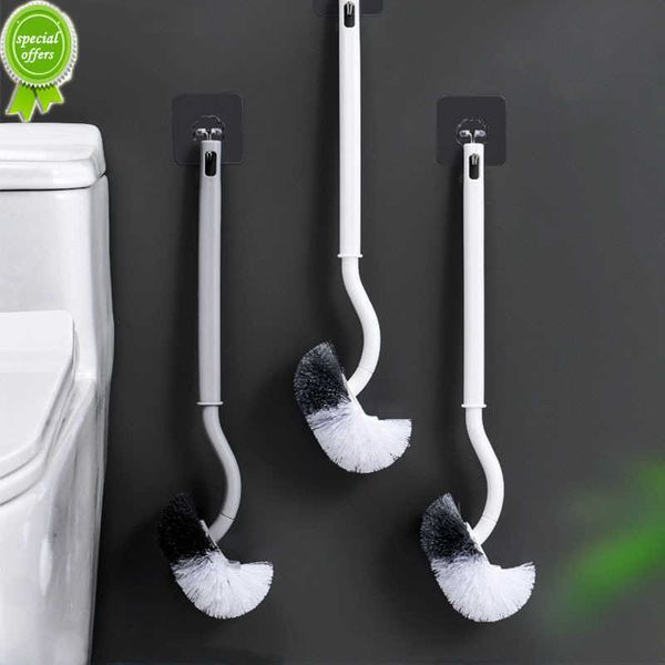 Nouveau Multi-fonction Tête En Plastique Brosse De Toilette Incurvé Salle De Bains Nettoyage Laveur Pliage Épaissir Poignée Coin Brosse PP Titulaire