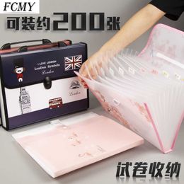 Nieuwe meerlagen PP Art Portable Orgelpakket Student Paper Mapinformatie Buckle A4 Dossing Storage 200 Sheets Document Bag