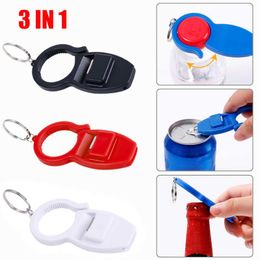 Nouveau multi-usages Portable Ouvre-bouteille Porte-clés En Plastique 3 en 1 Vin Boisson Ouvre-boîte De Noce Cuisine Gadgets Accessoires