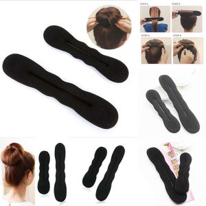 Nuevo Sponge Sponge Sponge Black Bun Maker Ring Ring Magic Foam Donut Twist Hool Cape de cabello 17.5 cm y 22.5 cm