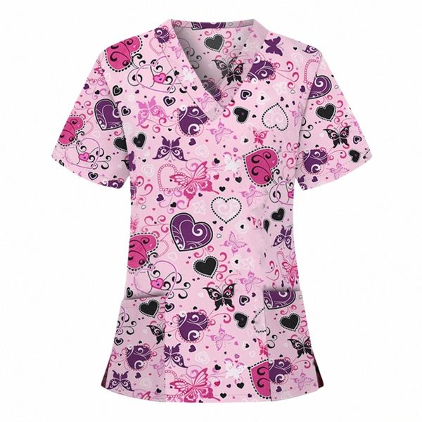 Nuevo Multicolor cott Animal fr uniforme estampado belleza sal uniforme de enfermería uniforme de laboratorio tienda de mascotas Scrub ropa de trabajo z9J5 #