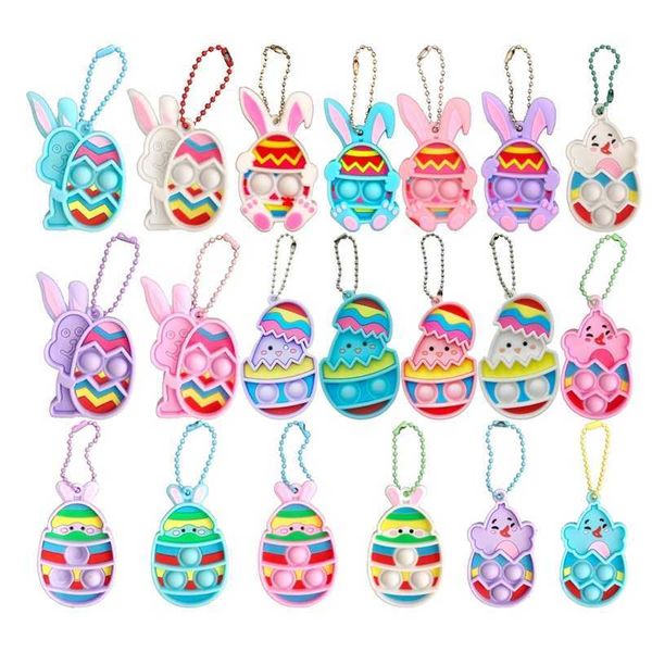 Nuevos juguetes para niños multicolores Party de la Pascua descompresión de silicona colgante de conejo carnaval colgante de huevo de pascua