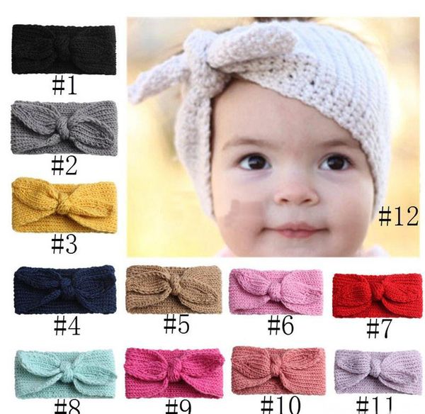 Nouveau multicolore chaud tricot laine hiver modèles bandeaux bébé bandeau cheveux cerceau mignon oreilles de lapin couvre-chef bébé Turban