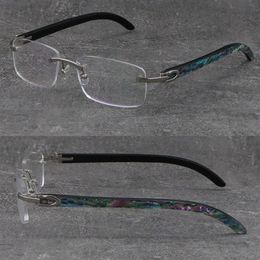 Nouvelle coquille d'ormeau multicolore à l'intérieur de la corne de buffle en métal sans monture homme femme carré optique C décoration cadres lunettes myopes346W