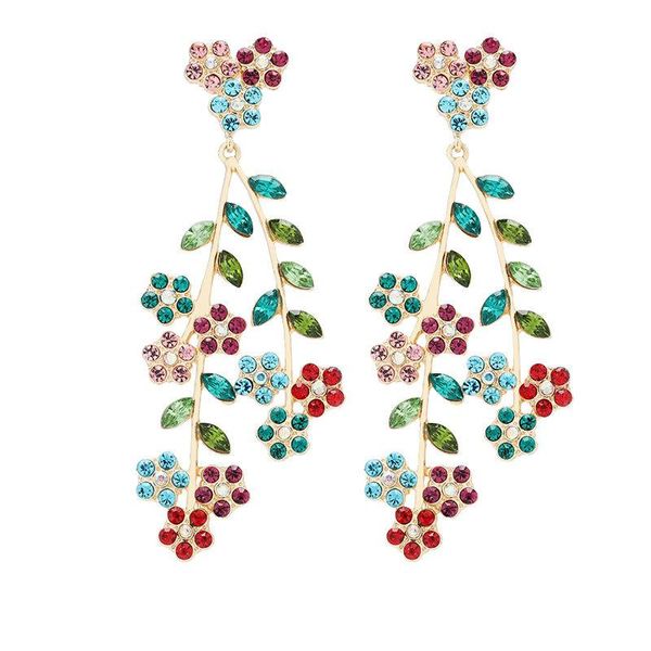 Boucles d'oreilles multicolores en strass à fleurs pour femmes, bijoux à la mode, accessoires de déclaration bohème pour filles, nouvelle collection, offre spéciale