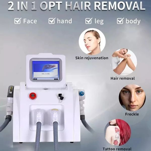 Nouvelle machine multifonctionnelle d'épilation au carbone 2 en 1 épilateur laser OPT + RF + ND-YAG Épilateur de tatouage pour Salon Home