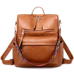 Nouveau sac à dos multifonctionnel pour femmes, sac à dos Vintage en cuir PU de haute qualité, grande capacité, mode, sac à dos de loisirs voyage marron