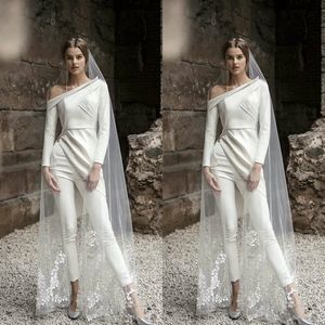 2020 Nouveau Pantalon De Mariée Élégant Costume À Manches Longues Robes De Mariée Bohème Deux Pièces Cheville Longueur Robes De Mariée Boho Vestidos De Novia 754
