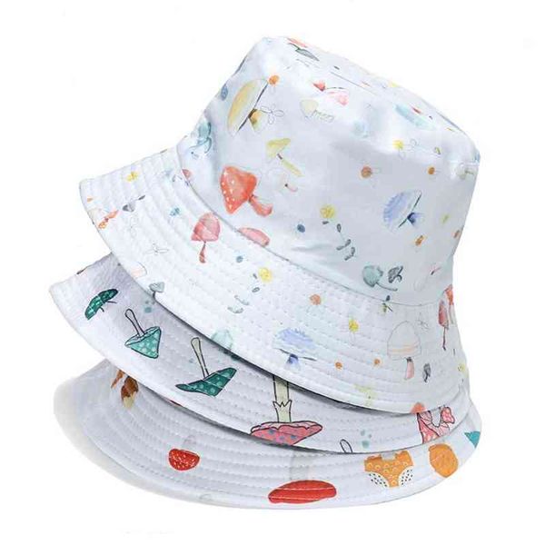 Nuevo hongo impreso plegable Panamá cubo sombrero playa sol sombreros para mujeres hombres Streetwear pescador gorras al aire libre Hip Hop gorra G220311