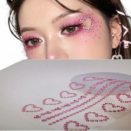 Nouvelle fête musicale Visage Bijoux Maquillage Yeux 3D DIY Rose Amour Coeur Autocollants Festival Accories Body Art Autocollants 48bz #