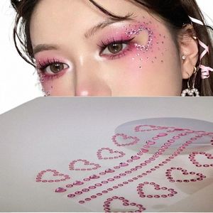 Nouvelle fête musicale Visage Bijoux Maquillage Yeux 3D DIY Rose Amour Coeur Autocollants Festival Accories Body Art Autocollants 48bz #