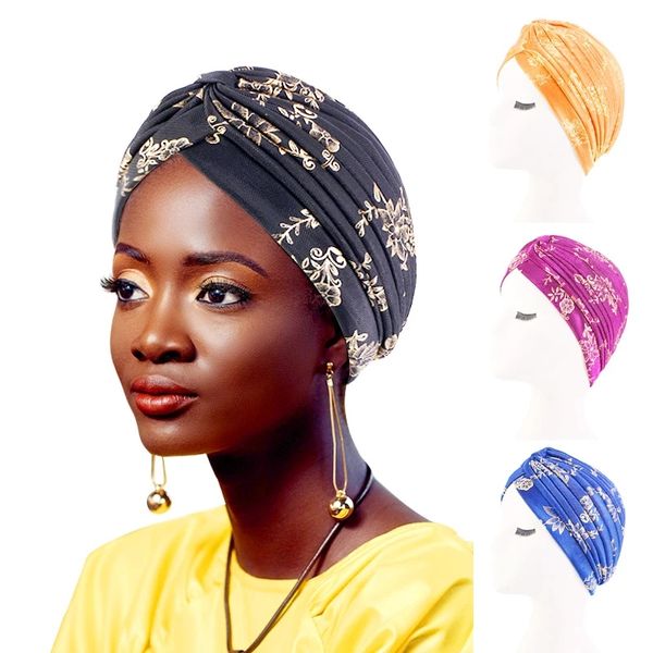 Nouveau Musulman Tête Wraps Or À Volants Haut Noué Turban Chapeau Intérieur Hijab Chemo Cap Foulard Extensible Bandeau Lady Cheveux Accessoires