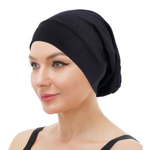 Nuevo turbante interior musulmán, sombrero holgado, gorro para dormir de noche, pañuelo para la cabeza, hijabs islámicos, envoltura para la cabeza, gorro de quimio de cáncer de Color sólido, Turbante