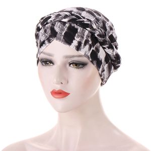 Nuevas mujeres musulmanas impresas Hijabs sombreros turbante cabeza bufanda quimio cáncer gorro para la pérdida de cabello cola larga lazo gorro banda ancha envoltura tapa