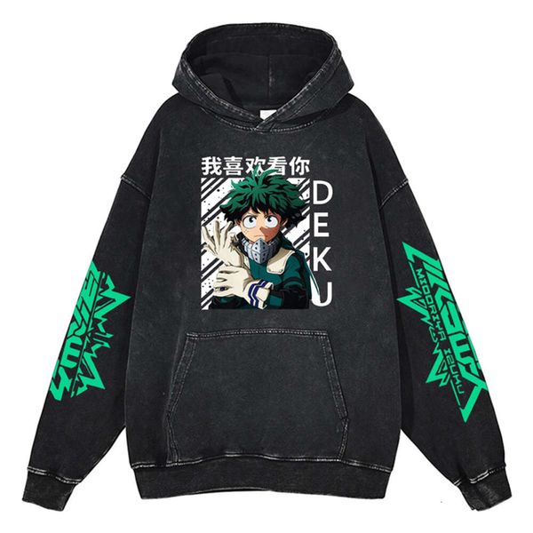 Nouveau mon héros universitaire à sweat anime caricaturé japonais midoriya izuku sweat-shirt deku lâche pull de street décontracté