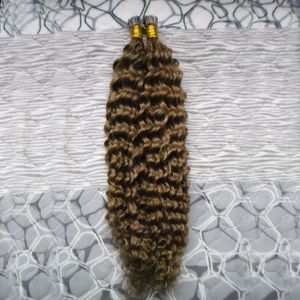 Nuevas extensiones de cabello con punta en I para uñas, extensiones de cabello con punta de queratina y ondas rizadas brasileñas humanas, 100 s, cápsula es cabello humano natural puro, 100 g