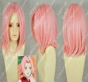 Nieuwe Naruto Haruno Sakura Pink Cosplay Korte Wig Full WIG012817284