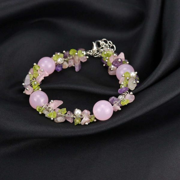 Nouveau bracelet de bracelet à fleurs d'améthyste à cristal naturel Bracelet ajusté ajusté pour femmes charmes vsco amitié y2k bijoux