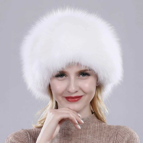 Nouveau chapeau de fourrure de renard naturel résistant au froid femmes casquette fourrure épaisse hiver chapeau chaud mode féminine pour avec cache-oreilles 230920