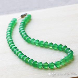 Nouveau naturel vert Agate chaîne à la main collier de perles bricolage Jade bijoux mode femmes Fine cadeau décoration