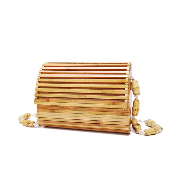 Nuevo bolso de bambú Natural en atmósfera, bolso de mujer tejido con hierba, bolso de playa, bolso artesanal, bolso tejido de bambú
