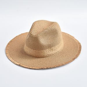 Nouveau chapeau de paille Panama naturel pour hommes femmes vacances d'été large bord plage chapeau de soleil en gros