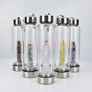 Nueva botella de agua de cristal de gema de cuarzo natural Copa de cristal de vaso de bebida directa 8 estilos Envío rápido de DHL T0310