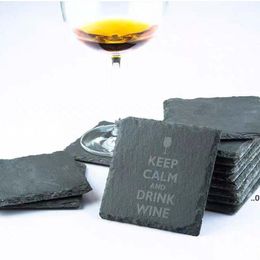 Nieuwe Natuurlijke Slate Coaster Table Decoration Whisky Themed Wine Cup Holder Onderzetters Isolatie Tea Mat EWD7343