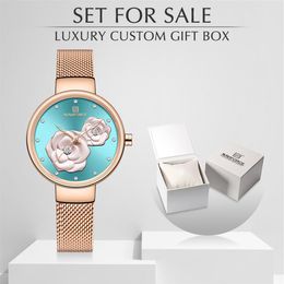 Nouveau NAVIFORCE or Rose femmes montres robe montre à Quartz dames avec boîte de luxe femme montre-bracelet fille horloge ensemble pour 307P