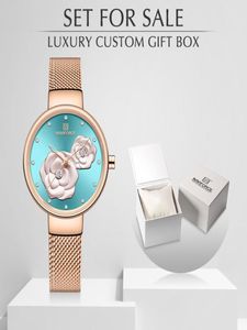 Nouvelle navigation en or rose gorne regarde en quartz watch dames with luxury box femelle wrist girl horloge set pour 7393031