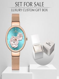 Nuevo Naviforce Rose Gold Women Watches Dress Quartz Watch Ladies With Luxury Box Female Watch Watch Girl Clock Set para 6465074