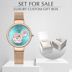 Nouvelle navigation en or rose woches regardes habiller le quartz watch dames with luxury box femelle wrist watch horloge girl pour 215e
