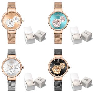 Nouvelle navigation en or rose gorne regarde habiller les dames en quartz avec une boîte de bracelet féminine horloge fille horloge pour 184u